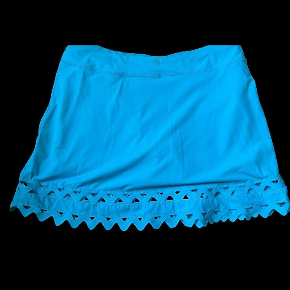 Bright Blue Women's Mini Skirt with Scalloped Hem